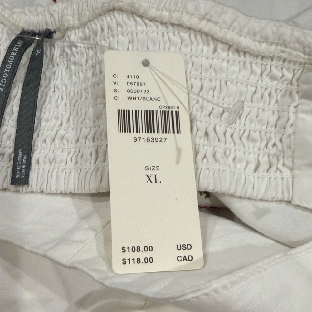 Anthropologie Hanky Crop Cutwork Tank Colorful Embroidery White SIZE XL NEW - Picture 7 of 10